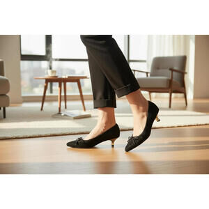 Paul‎ Mayer Kitten Heel - Velvet Black Paisley - Size 7 NIB (New)